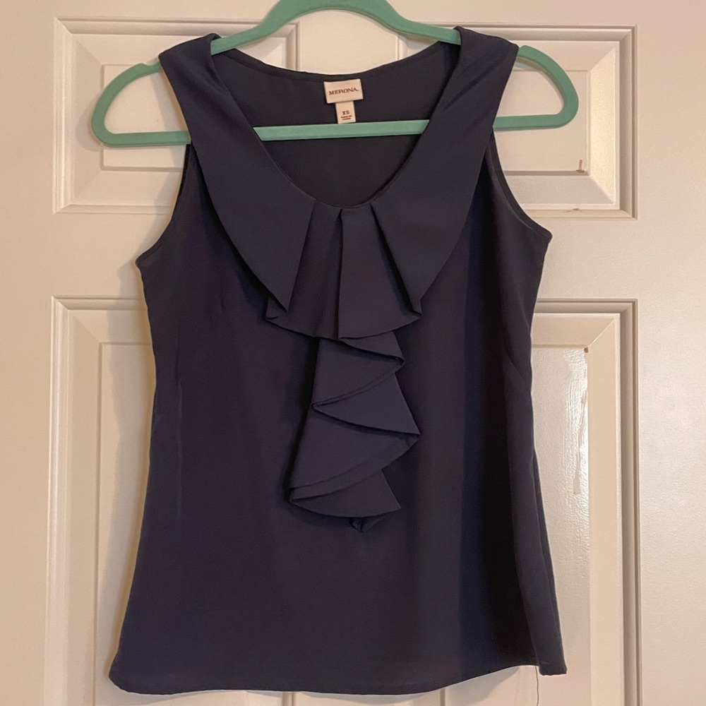 Merona navy ruffle tank top - size XS